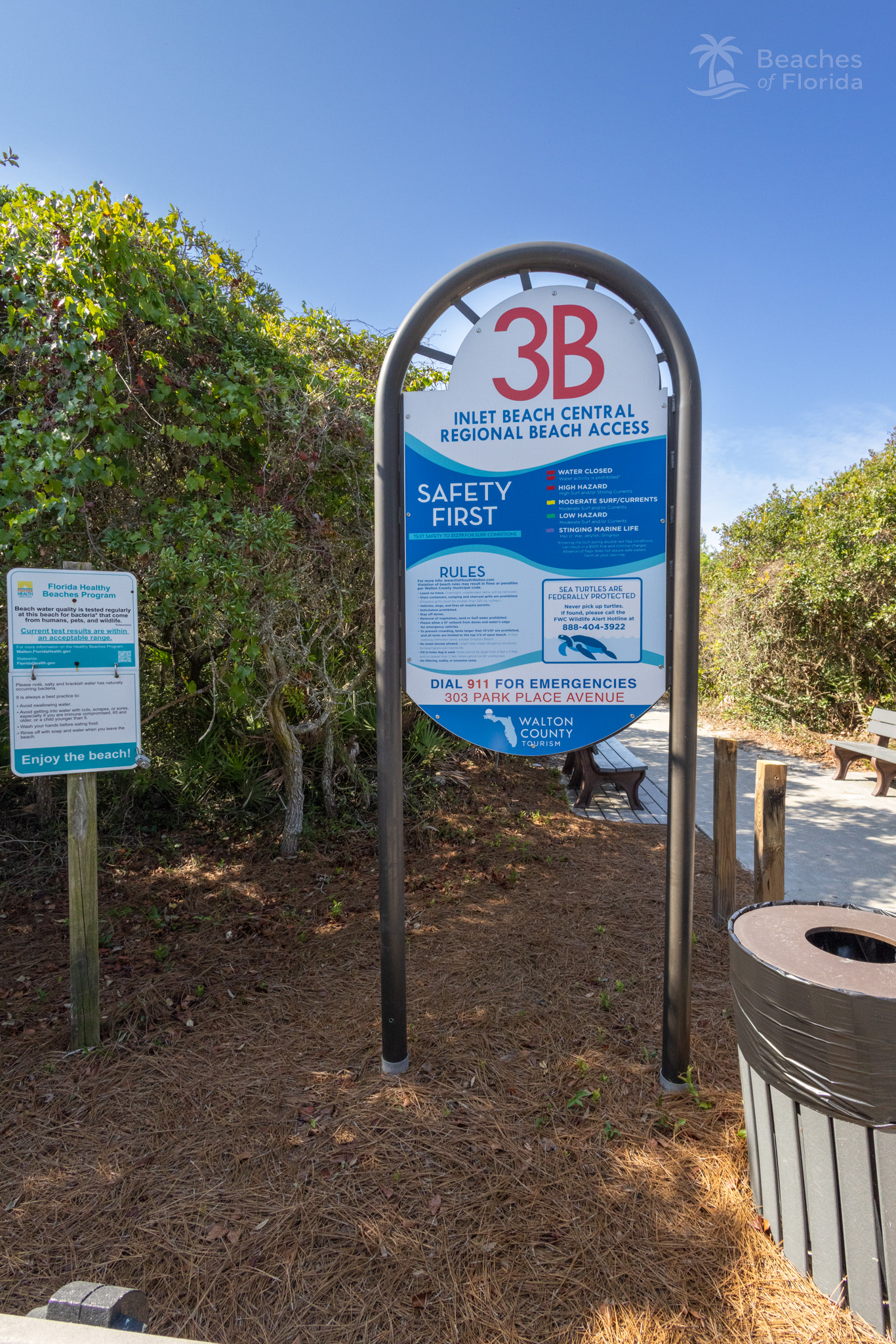 Inlet Beach Central Regional Beach Access 3B sign