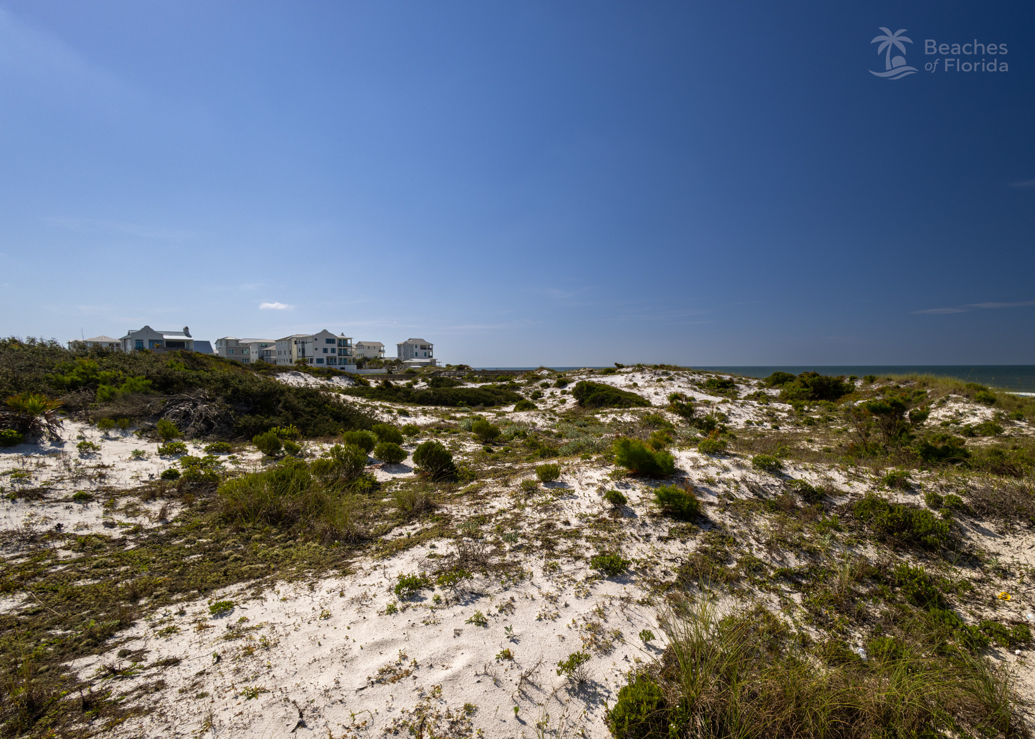 Natural dunes and beach homes near Inlet Beach