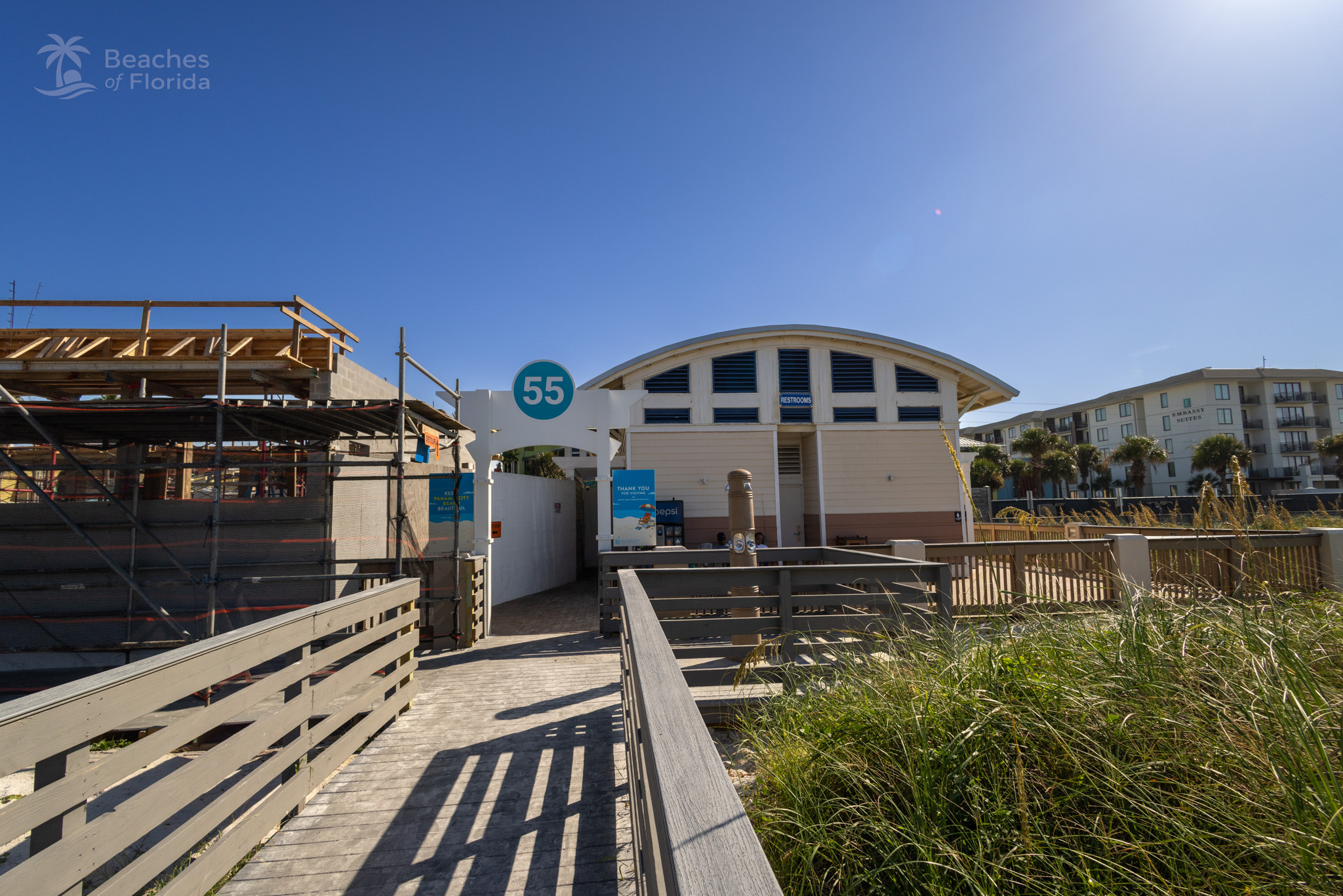 Beach access point 55 restroom facility at Panama City Beach
